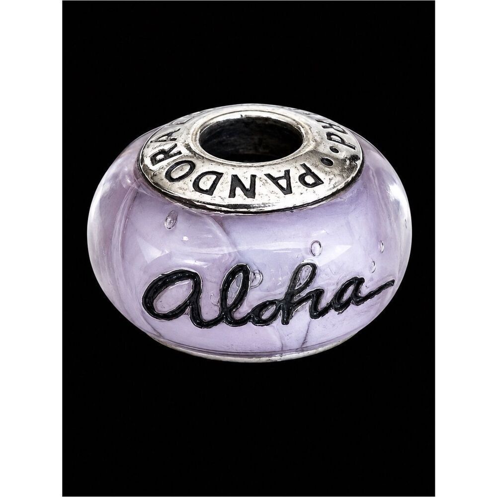 Pandora ALE Purple Murano ALOHA Hawaii Charm Retired 925 Sterling Silver